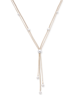 image of Alfani Gold-Tone Imitation Pearl Lariat Necklace, 24