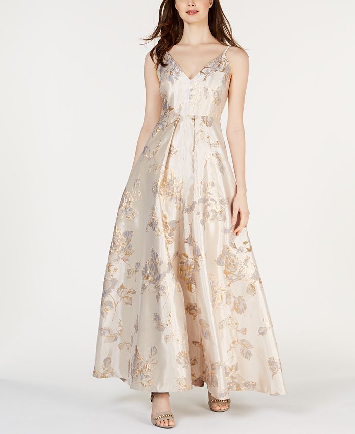 Calvin Klein Metallic-Brocade Gown & Reviews - Dresses - Women - Macy's