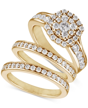 image of Diamond Three-Piece Ring Set (2 ct. t.w.) in 14k White, Yellow and Rose Gold