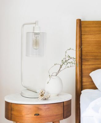 Simple Designs Bronson Antique Style Industrial Iron Lantern Desk Lamp with Glass Shade