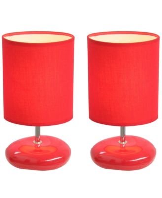 Simple Designs Stonies Small Stone Look Table Bedside Lamp 2 Pack Set