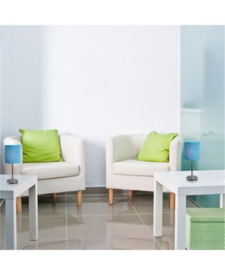 Simple Designs Chrome Mini Basic Table Lamp with Fabric Shade 2 Pack Set