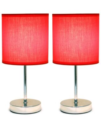 Simple Designs Chrome Mini Basic Table Lamp with Fabric Shade 2 Pack Set
