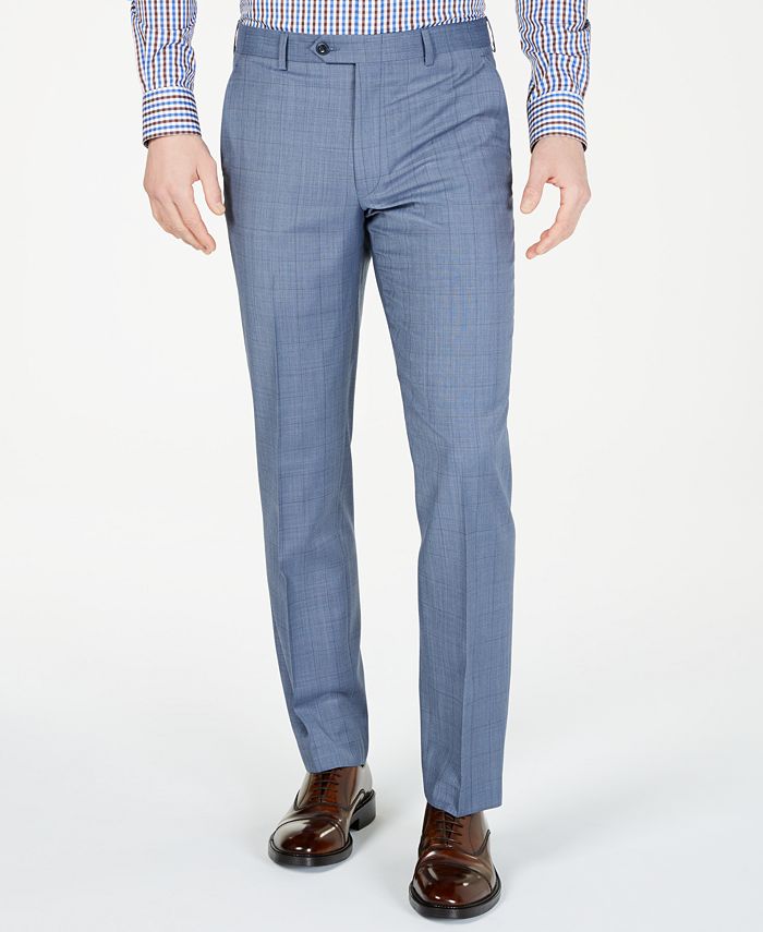 Michael Kors Men's Classic-Fit Airsoft Stretch Light Blue Windowpane Wool Suit  Pants & Reviews - Pants - Men - Macy's
