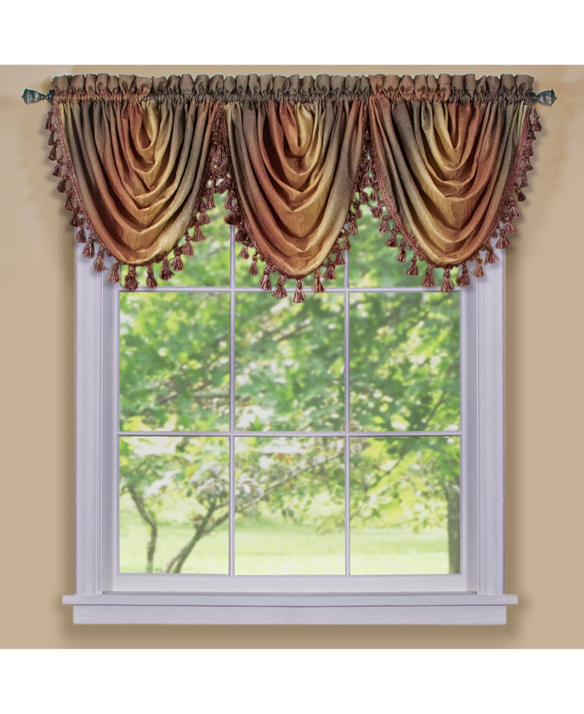 Shop Achim Ombre Waterfall Valance In Earth