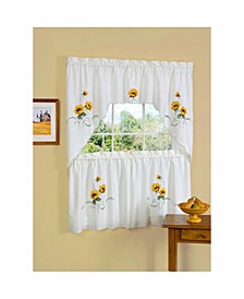 Sunshine Embellished Tier and Swag Window Curtain Set, 58x24