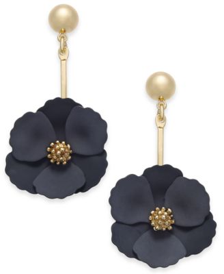 Zenzii - Gold-Tone Painted Flower Drop Earrings