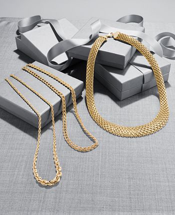 Italian Gold - Graduated Mesh Necklace in 14k Gold