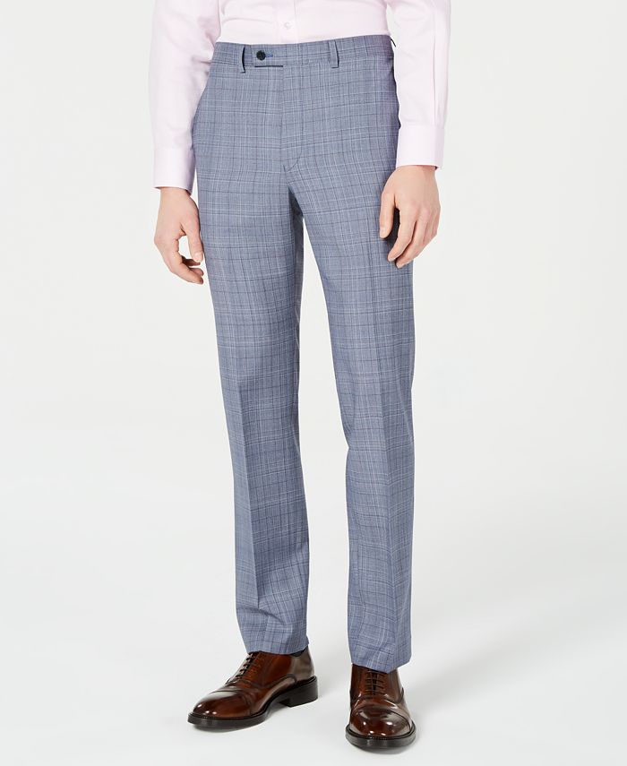 Calvin Klein Men's X-Fit Slim-Fit Natural Stretch Blue Plaid Suit Pants &  Reviews - Pants - Men - Macy's