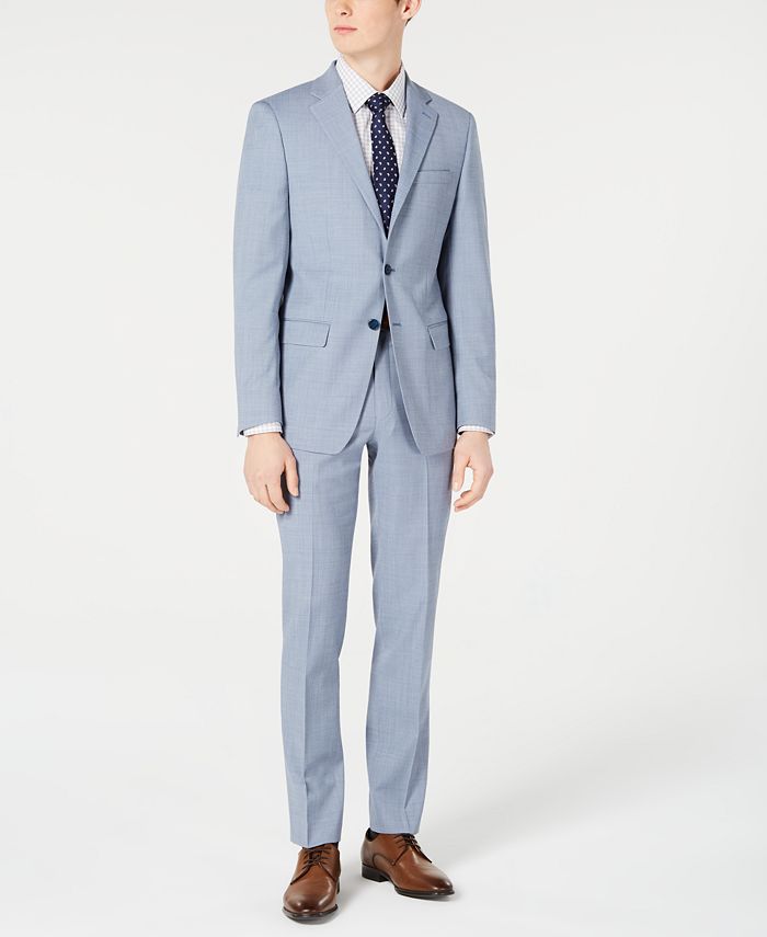weduwnaar rol suspensie Calvin Klein Men's X-Fit Slim-Fit Light Blue Sharkskin Wool Suit Separates  & Reviews - Suits & Tuxedos - Men - Macy's