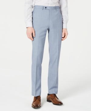 image of Calvin Klein Men-s X-Fit Slim-Fit Light Blue Sharkskin Suit Pants