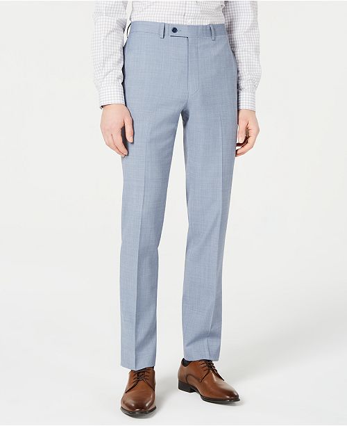 Calvin Klein Men S X Fit Slim Fit Light Blue Sharkskin Suit Pants