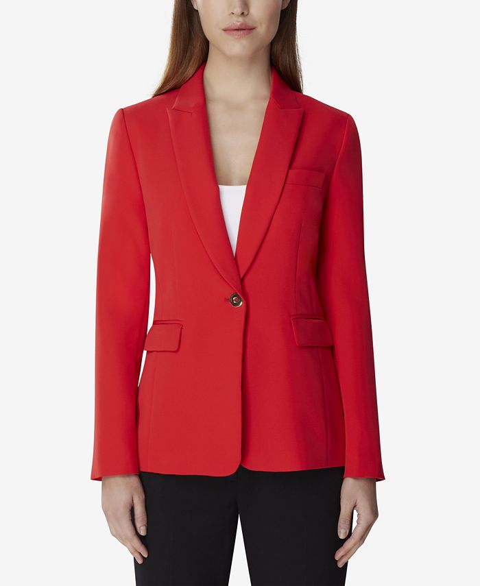 Blazer Femme Rouge élégant En Crêpe Tahari ASL - Taille Petite 6P - Doublé - Neuf Avec étiquette (ex-article De Vitrine)