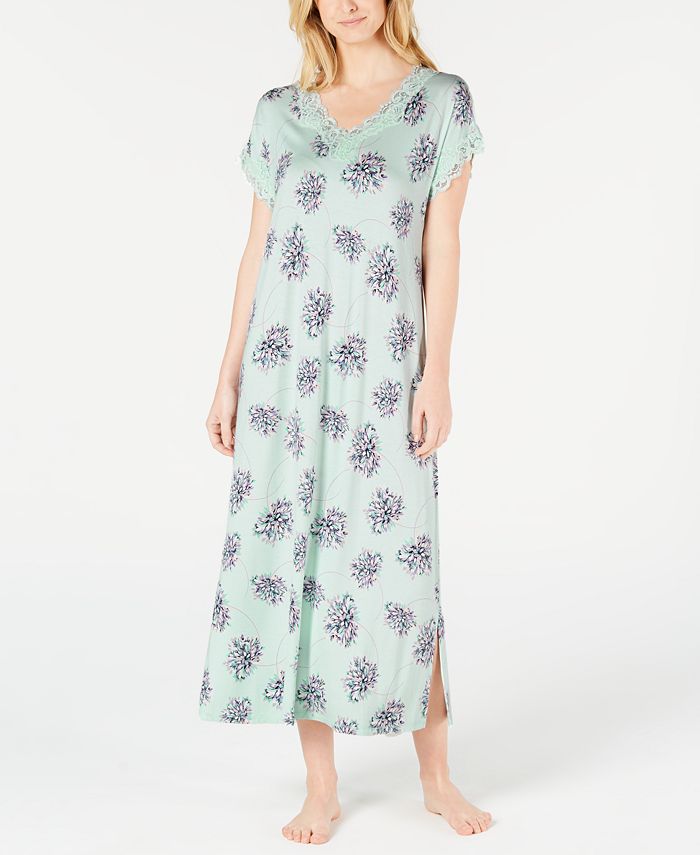 Charter Club Lace Trim Long Soft Knit Nightgown, Created for Macy's