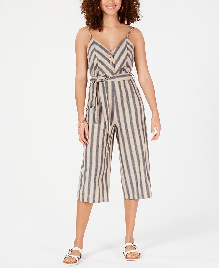 Rosie Harlow Juniors' Striped Cropped Jumpsuit, Created for Macy's - Macy's