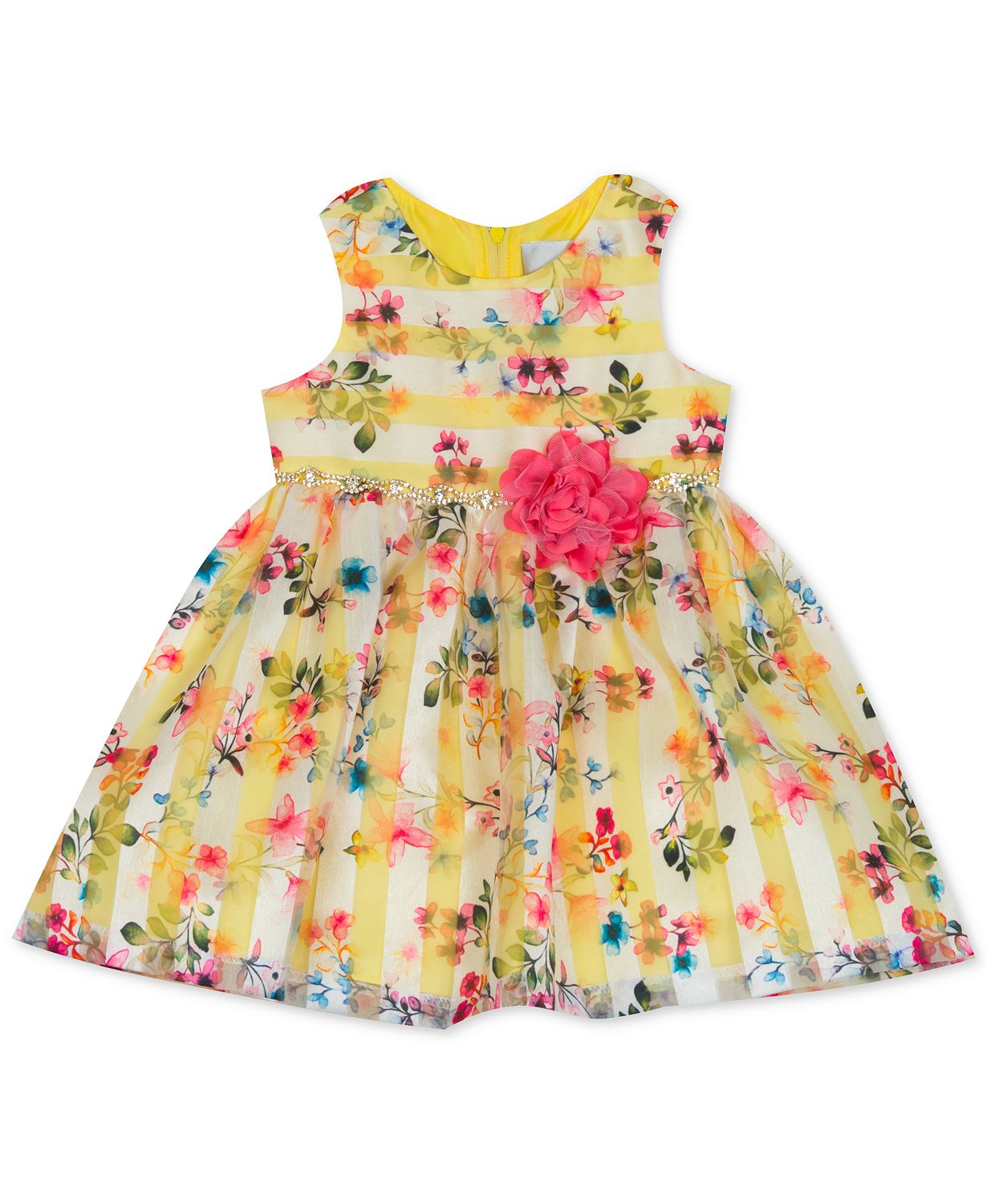 Macy S Rare Editions Baby Girls Striped Floral Print Dress
