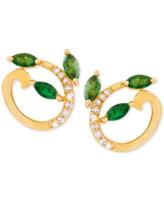 Emerald (1/2 ct. t.w.) & Diamond Accent Stud Earrings in 14k Gold