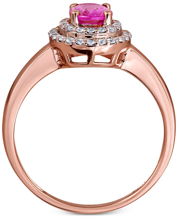Macy's - Pink Sapphire (1 ct. t.w.) & Diamond (1/4 ct. t.w.) Ring in 14k Rose Gold