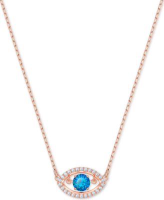 Swarovski - Rose Gold-Tone Crystal Evil Eye Pendant Necklace, 14-4/5" + 4" extender
