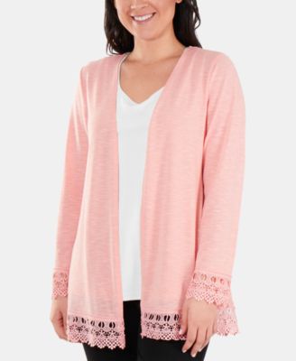 NY Collection - Crochet-Lace Trim Cardigan