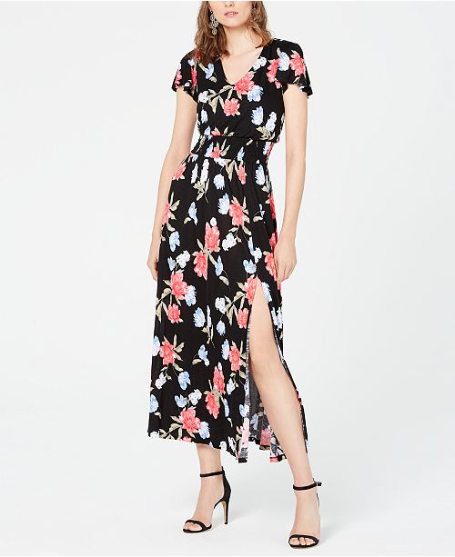 Inc Petite Floral Print Smocked Maxi Dress Created For Macy S