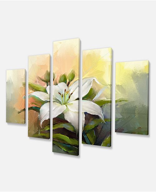 Design Art Designart White Lily Flower Oil Painting Canvas Art