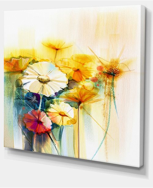 Design Art Designart Bunch Of White Yellow Flowers Large Floral Canvas Art Print 40 X 30 Reviews Wall Art