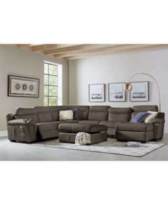 CLOSEOUT! Julius II Leather Power Reclining Sectional Sofa Collection with Power Headrests and USB Power Outlet, Created for Macy's