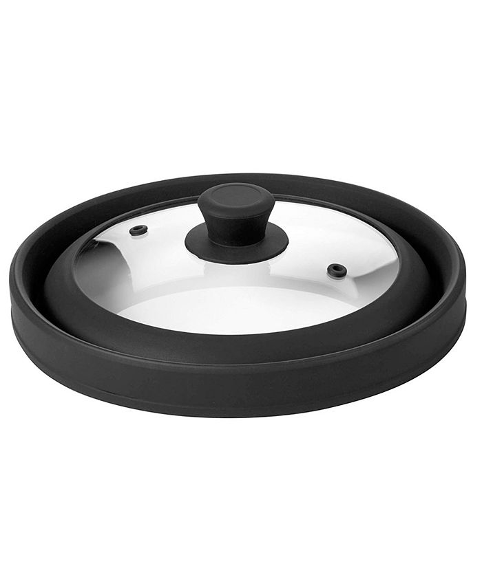 Bezrat 10.5" Black Collapsible Silicone and Glass Microwave Plate Cover