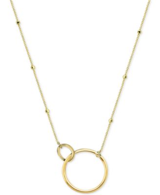 Argento Vivo - Interlocking Ring Pendant Necklace in Gold-Plated Sterling Silver, 16" + 2" extender