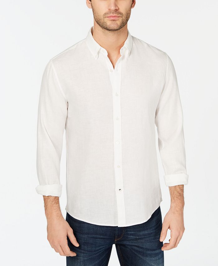 Michael Kors Men's Cross-Dyed Linen Shirt - Macy's