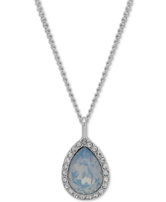 Givenchy - Pav&eacute; & Stone Pear-Shape Pendant Necklace, 16" + 3" extender