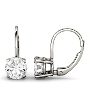 Charles & Colvard Moissanite Leverback Earrings (2 Ct. T.w. Diamond Equivalent) In 14k White Or Yellow Gold In White Gold