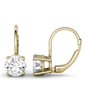 Charles & Colvard Moissanite Leverback Earrings (2 Ct. T.w. Diamond Equivalent) In 14k White Or Yellow Gold In Yellow Gold