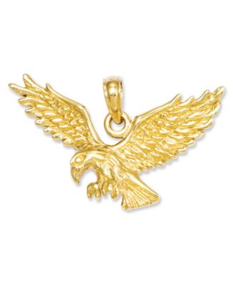 14k Gold Charm, Solid Polished Eagle Charm - Macy's