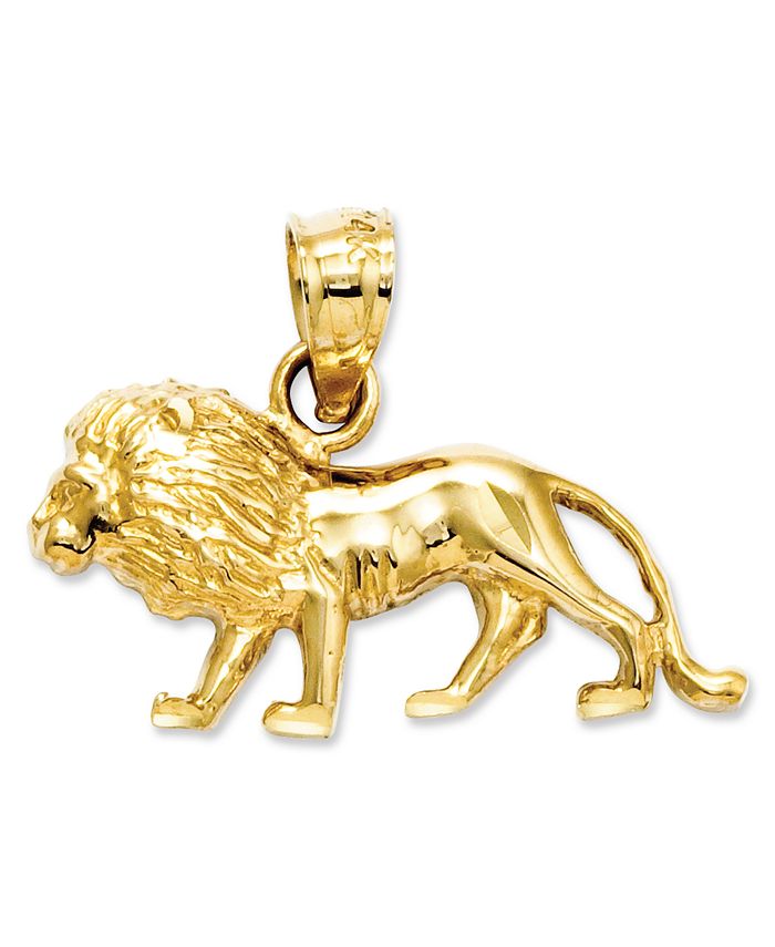 Versil 14K Yellow Gold Diamond Cut Lion Pendant