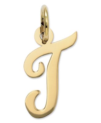 Macy's - 14k Gold Charm, Small Script Initial T Charm