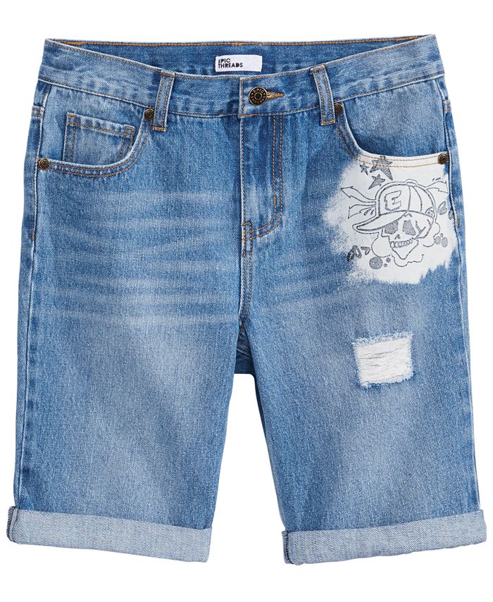 Epic Threads Big Boys Graffiti Denim Shorts, Created for Macy's Macy's