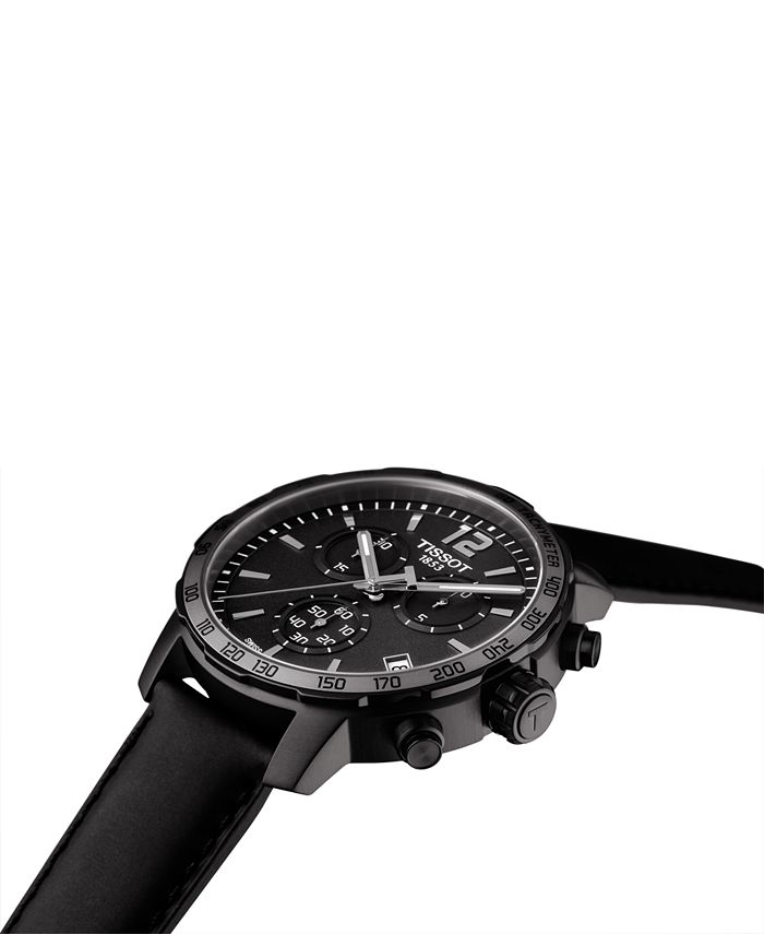 Tissot Men's Swiss Chronograph TClassic Quickster Black Leather Strap