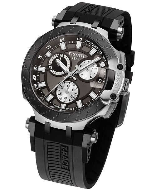 Tissot Men S Swiss Chronograph T Sport T Race Black Silicone Strap Watch 47 6mm Reviews All Fine Jewelry Jewelry Watches Macy S