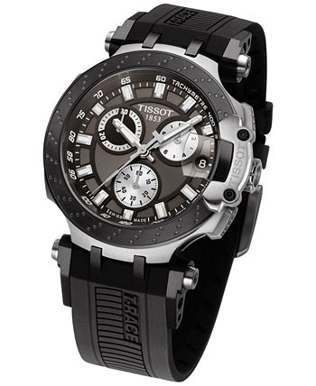 Tissot - Men's Swiss Chronograph T-Sport T-Race Black Silicone Strap Watch 47.6mm
