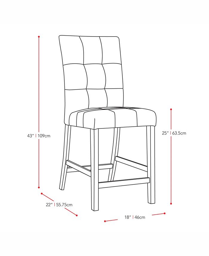 CorLiving Bistro Counter Height Dining Chairs in Tufted Platinum Sage Fabric, Set of 2 Macy's