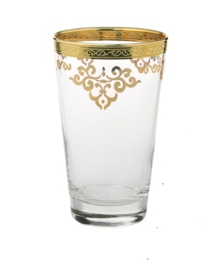 Classic Touch Set Of 6 Tumblers With Design In Gold