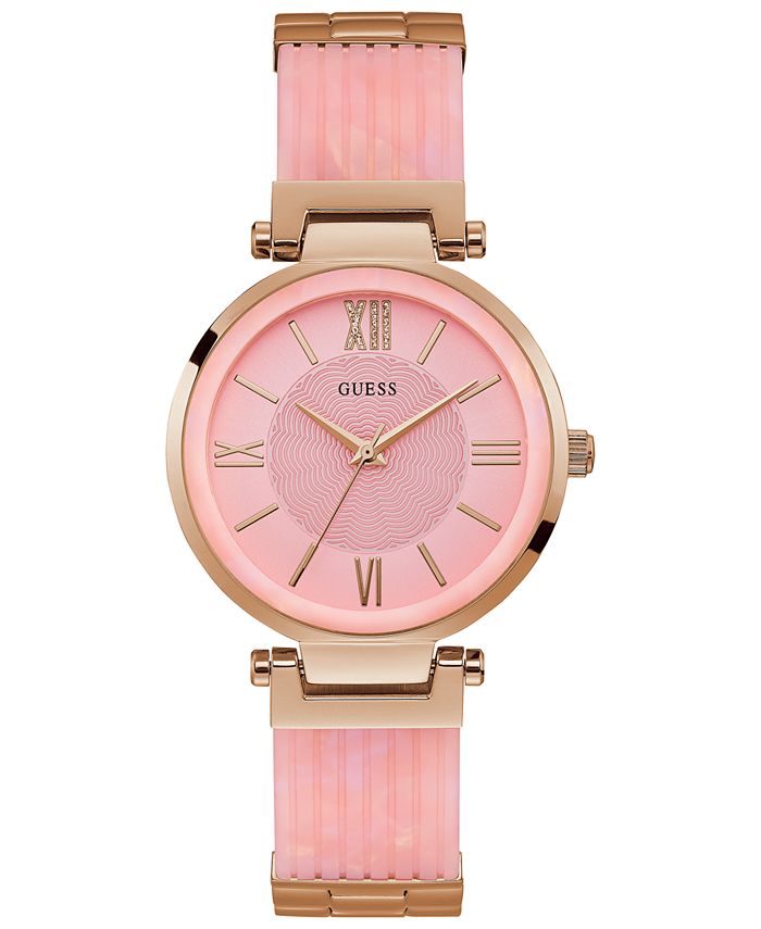 GUESS Women s Pink Rose Gold Tone Bracelet Watch 36mm Macy s