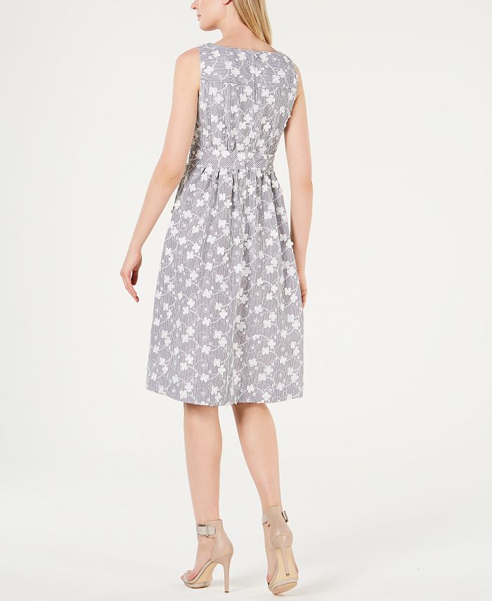 Calvin Klein Embroidered A-Line Dress - Macy's