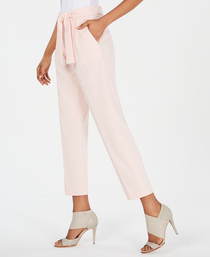 Calvin Klein Petite Belted Cropped Pants - Macy's