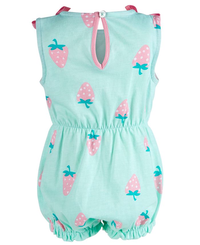 First Impressions Baby Girls StrawberryPrint Cotton Romper, Created