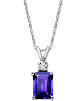 Macy's 14k White Gold Necklace, Amethyst (1-5/8 Ct. T.w.) And Diamond ...