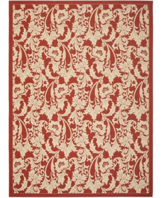 Courtyard CY6565 Red and Creme 5'3" x 7'7" Outdoor Area Rug