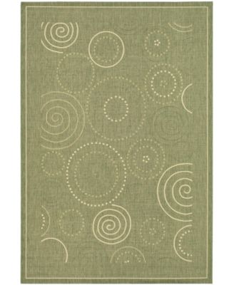 Courtyard CY1906 Olive and Natural 5'3" x 7'7" Sisal Weave Outdoor Area Rug